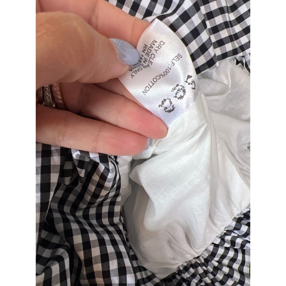 NEW Sea New York Tiered Bubble Hem Sleeveless Gingham Mini Dress Black White - Picture 5 of 7